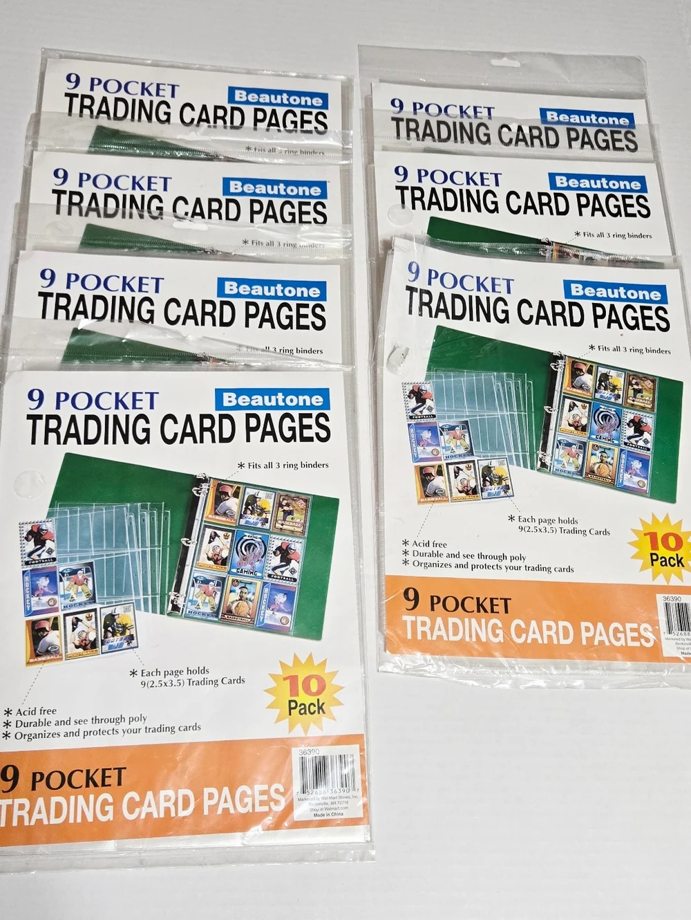 Beautone 9 Pocket Trading Card Pages Lot of 7 Packs‎ (10 Each) Binder Sleeves